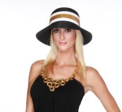 Cloche hat with metallic braid